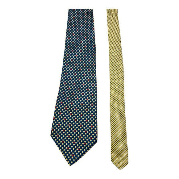 Tommy Hilfiger 1 Pair Vintage Men’s Silk Ties USA Made Imported Fabric Multicolo - Picture 8 of 13